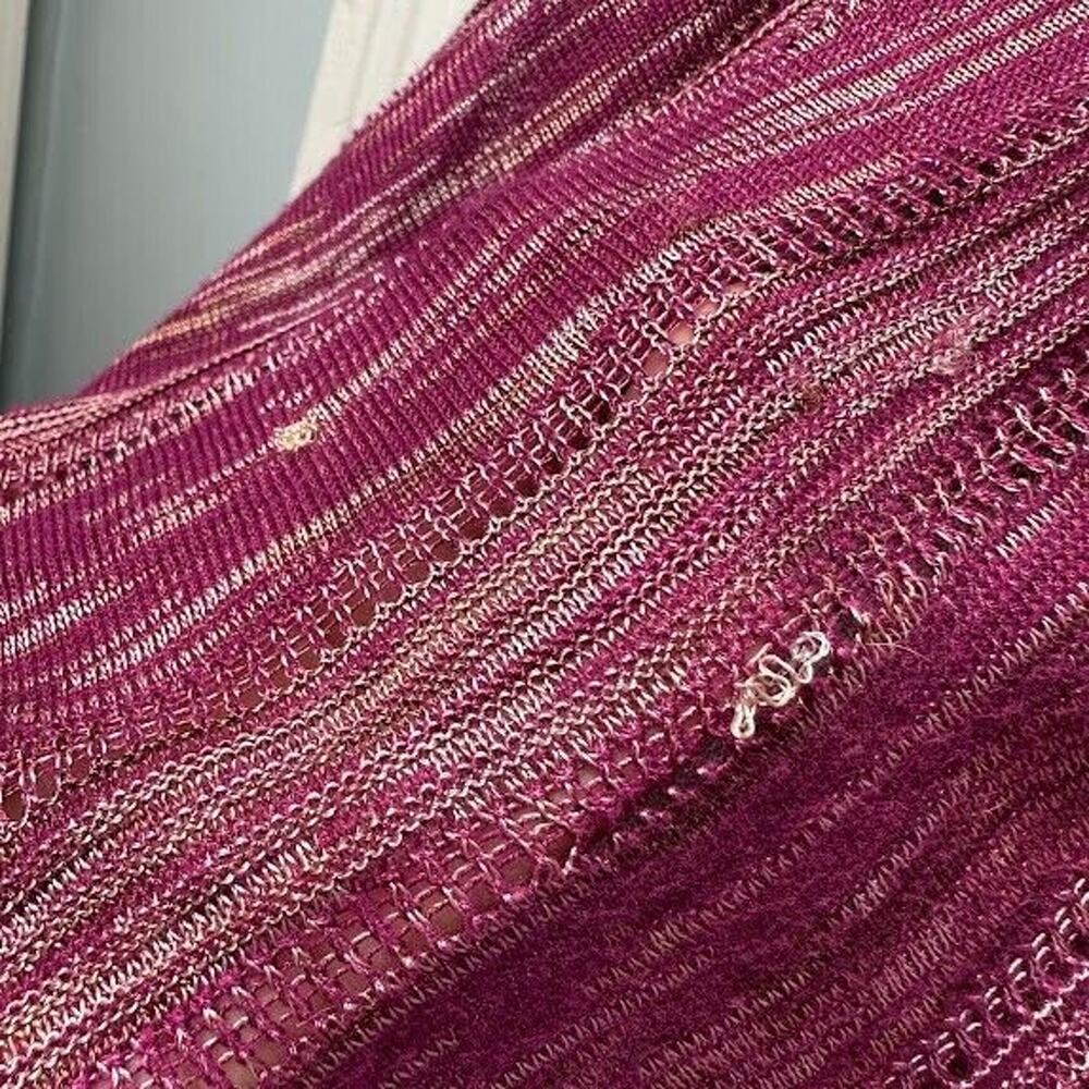 Cache Sweater Womens Medium Maroon Sheer Knit Pullover Y2K Early 2000s - Picture 7 of 8